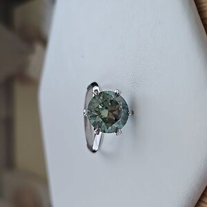5ct BlueGreen Moissanite Solitaire Ring